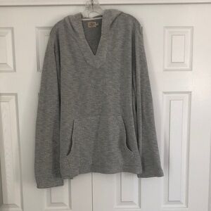 Faherty Light Gray Waffle Knit Hooded Pullover